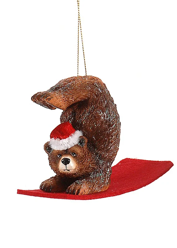 Addobbo natalizio Orso che fa Yoga con glitter - immagine 2