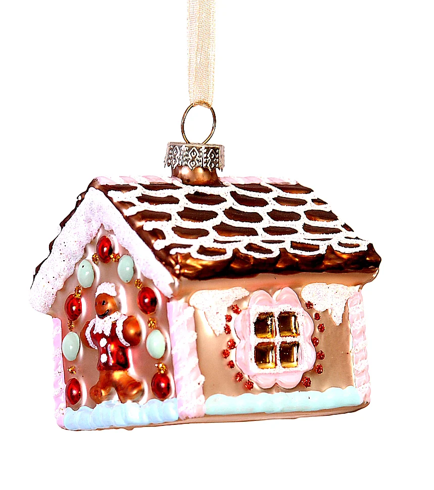 Addobbo in vetro casa marzapane con gingerbread - immagine 2